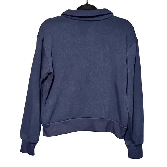 Evereve Chelsea Half Zip Long Sleeve Navy Blue Rainbow Zip Sweatshirt Small - Picture 9 of 14